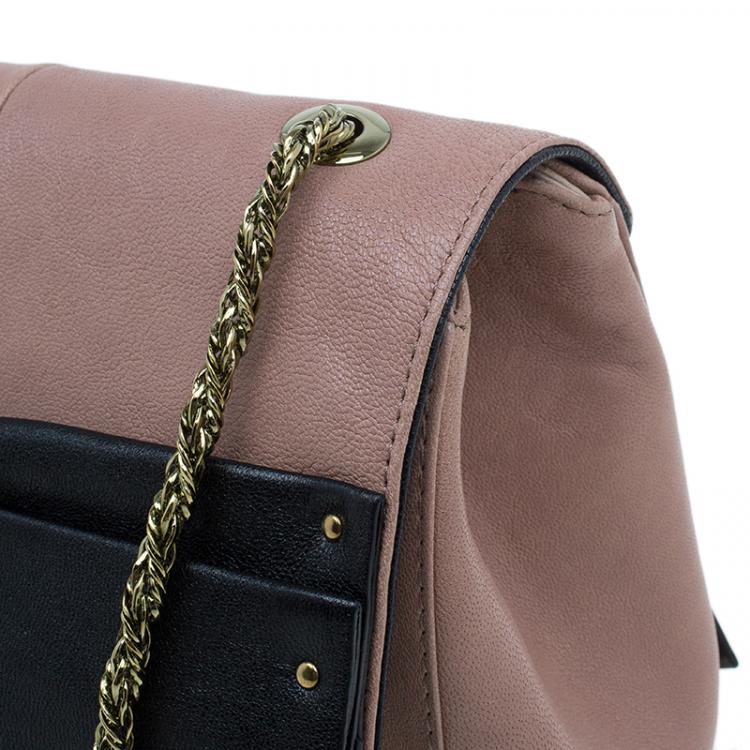 Pre Owned Chloe Beige/Black Leather Small June Bow Shoulder Bag