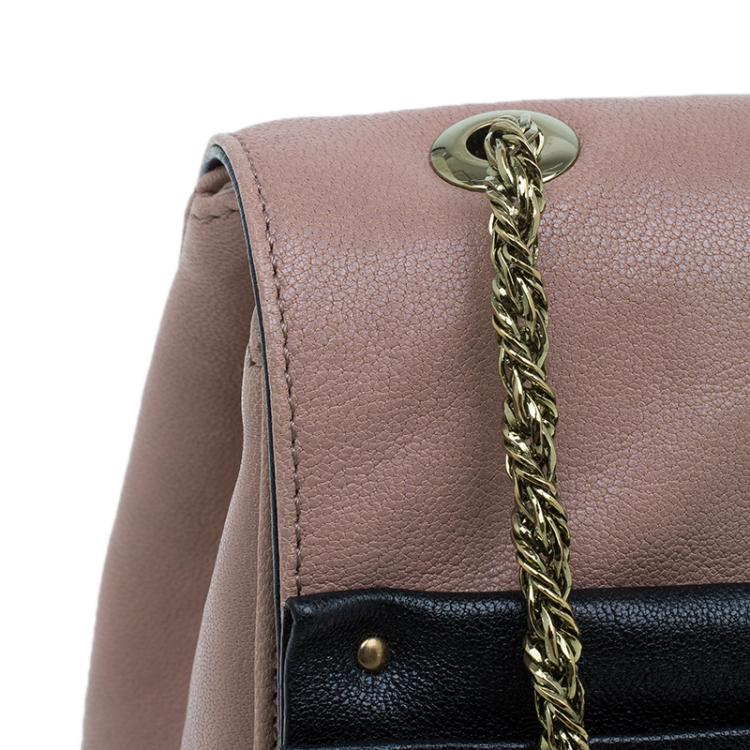 Pre Owned Chloe Beige/Black Leather Small June Bow Shoulder Bag