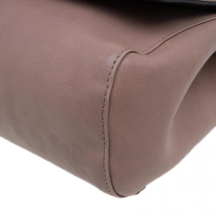 Pre Owned Chloe Beige/Black Leather Small June Bow Shoulder Bag