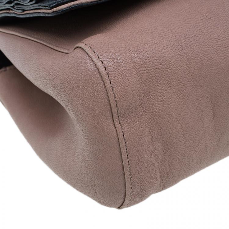 Pre Owned Chloe Beige/Black Leather Small June Bow Shoulder Bag