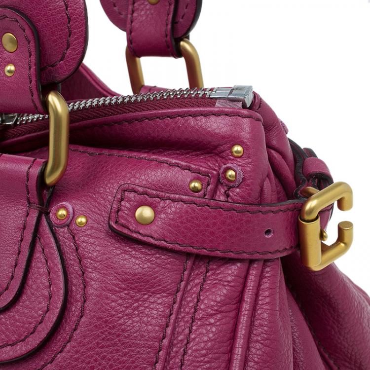 Pre Owned Chloe Dark Fuchsia Leather Medium Paddington Satchel Bag