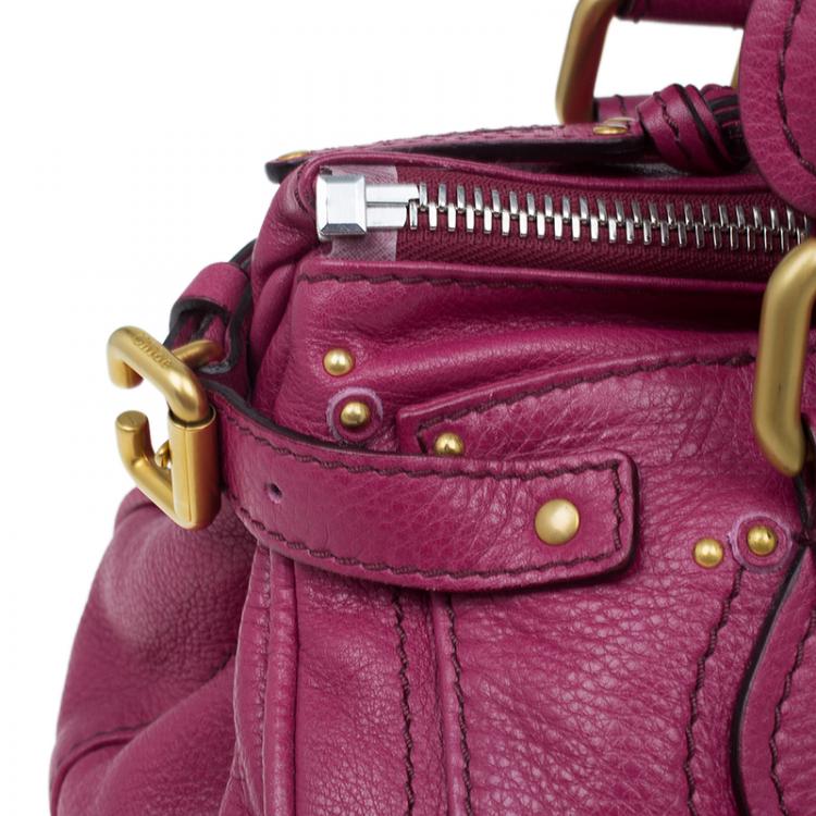 Pre Owned Chloe Dark Fuchsia Leather Medium Paddington Satchel Bag