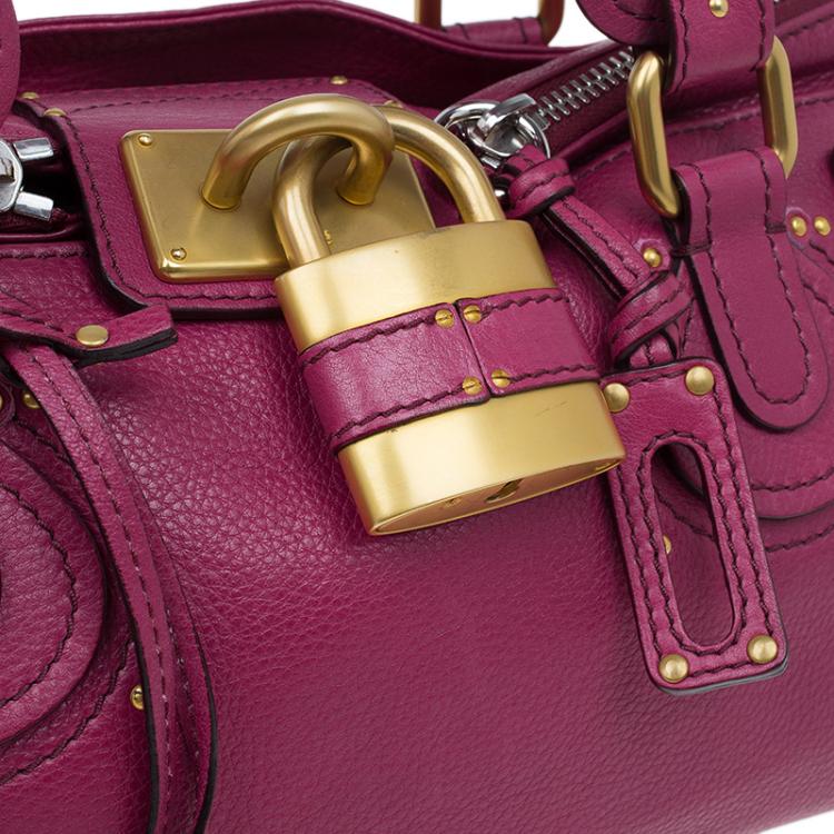 Pre Owned Chloe Dark Fuchsia Leather Medium Paddington Satchel Bag
