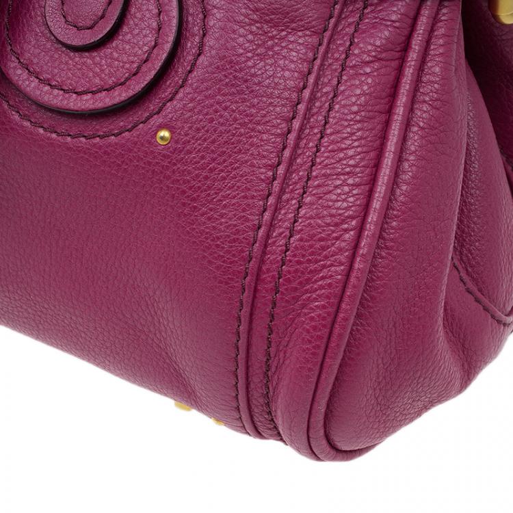 Pre Owned Chloe Dark Fuchsia Leather Medium Paddington Satchel Bag