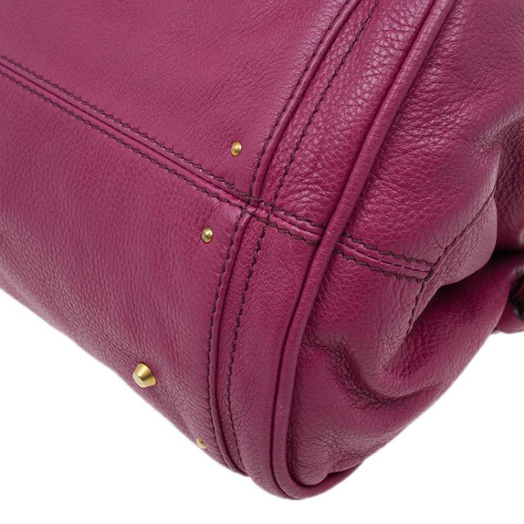 Pre Owned Chloe Dark Fuchsia Leather Medium Paddington Satchel Bag