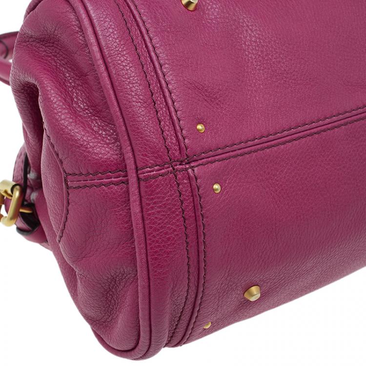 Pre Owned Chloe Dark Fuchsia Leather Medium Paddington Satchel Bag