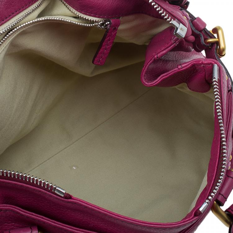 Pre Owned Chloe Dark Fuchsia Leather Medium Paddington Satchel Bag