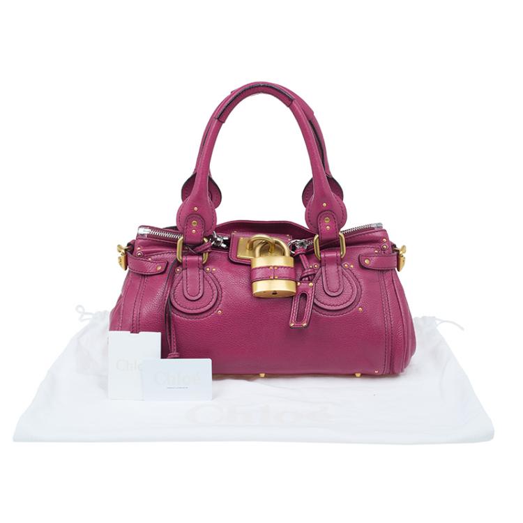 Pre Owned Chloe Dark Fuchsia Leather Medium Paddington Satchel Bag