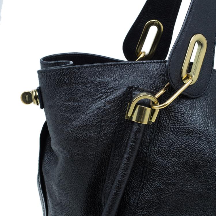 Pre Owned Chloe Black Leather Paraty Shopper Tote