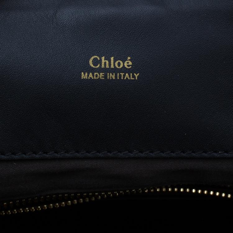 Pre Owned Chloe Black Leather Medium Baylee Tote Bag