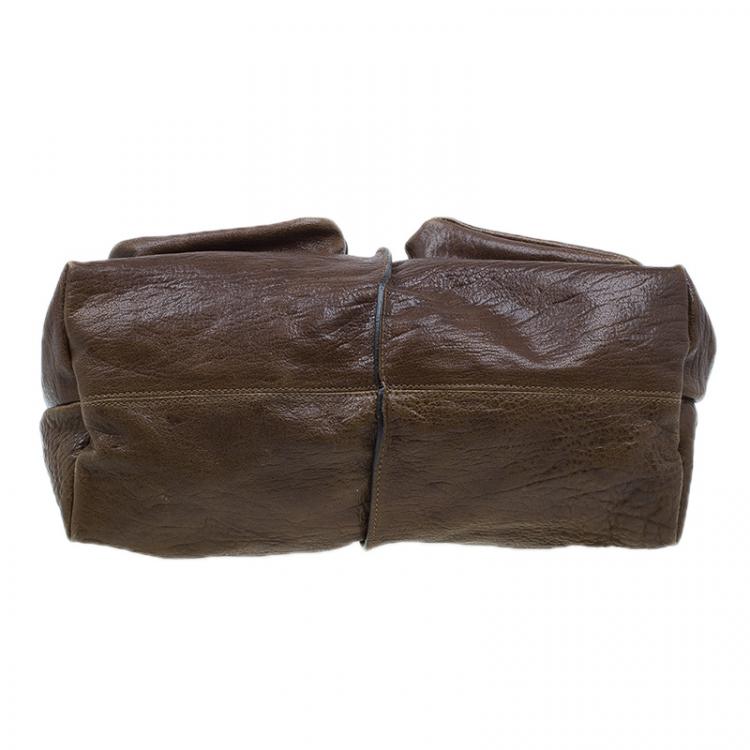 Pre Owned Chloe Brown Leather Saskia Square Tote Bag