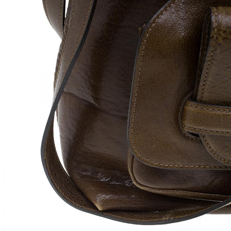 Pre Owned Chloe Brown Leather Saskia Square Tote Bag
