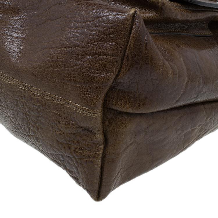 Pre Owned Chloe Brown Leather Saskia Square Tote Bag
