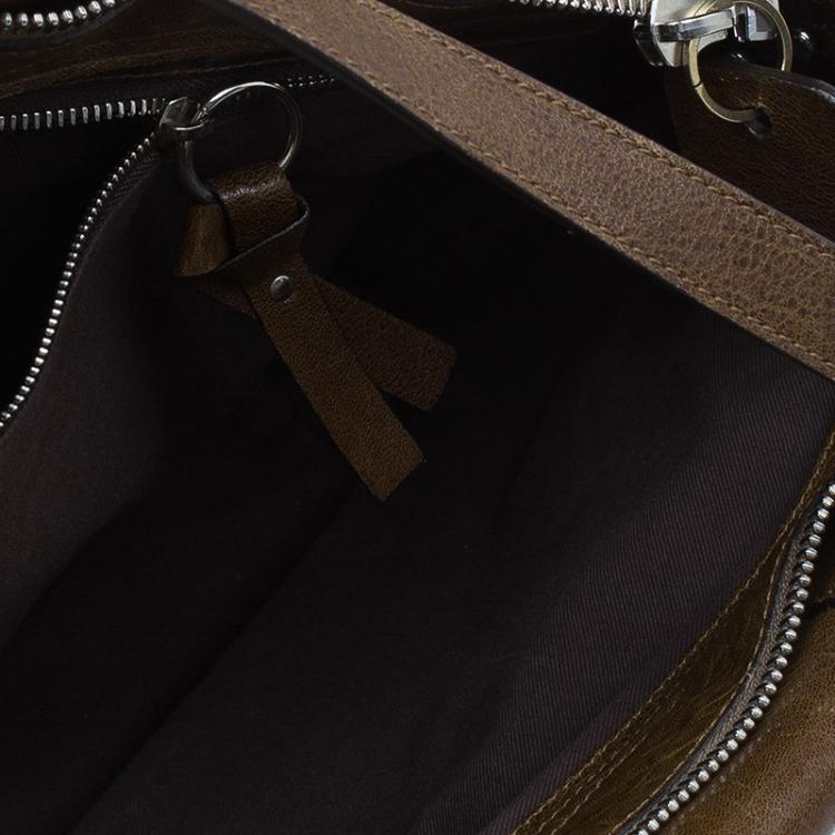 Pre Owned Chloe Brown Leather Saskia Square Tote Bag