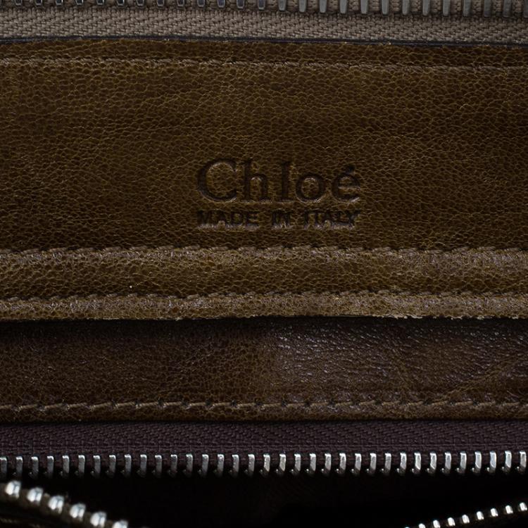 Pre Owned Chloe Brown Leather Saskia Square Tote Bag