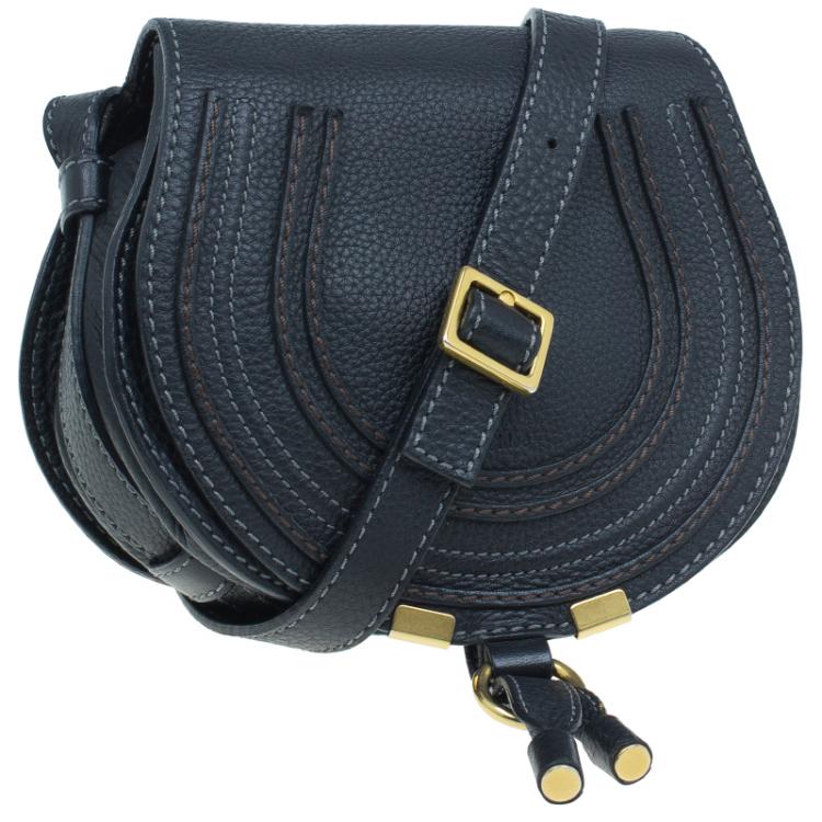 Pre Owned Chloe Black Leather Mini Marcie Crossbody Bag