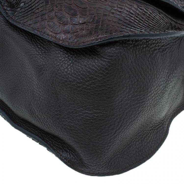 Pre Owned Chloe Brown Python Large Marcie Satchel Bag