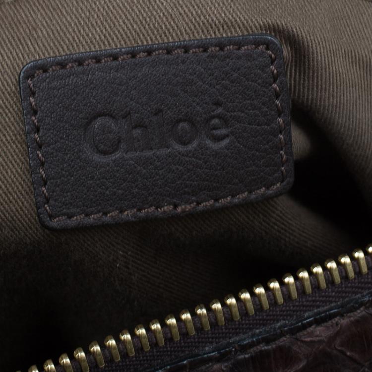 Pre Owned Chloe Brown Python Large Marcie Satchel Bag