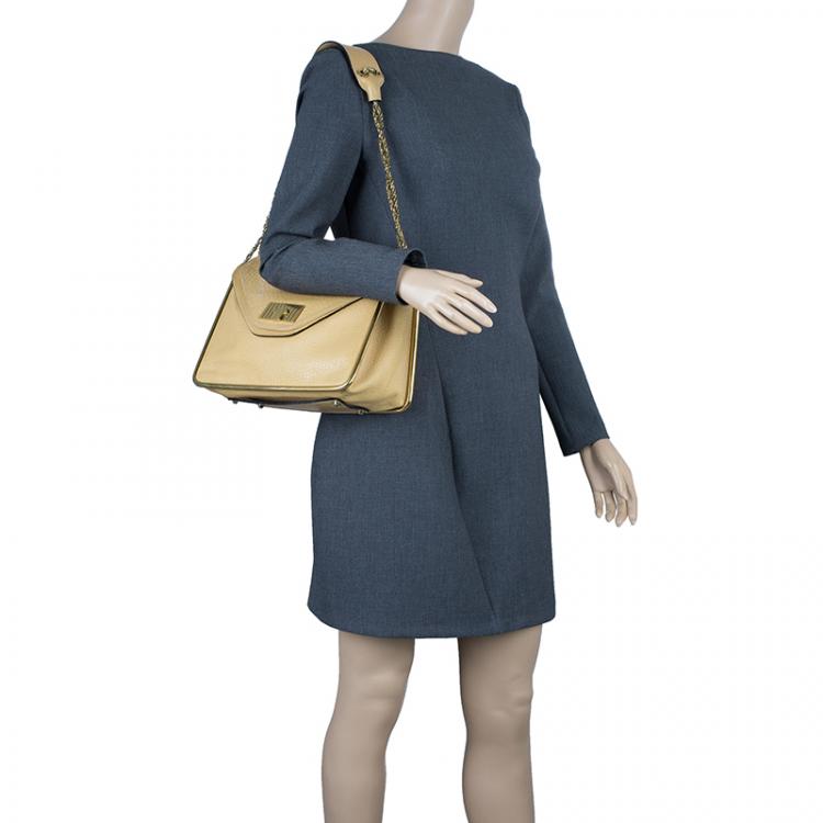 Pre Owned Chloe Camel Leather Medium Sally Crossbody Bag