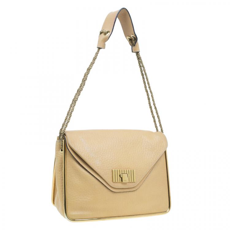 Pre Owned Chloe Camel Leather Medium Sally Crossbody Bag