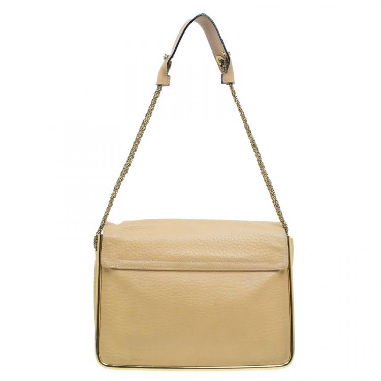 Pre Owned Chloe Camel Leather Medium Sally Crossbody Bag