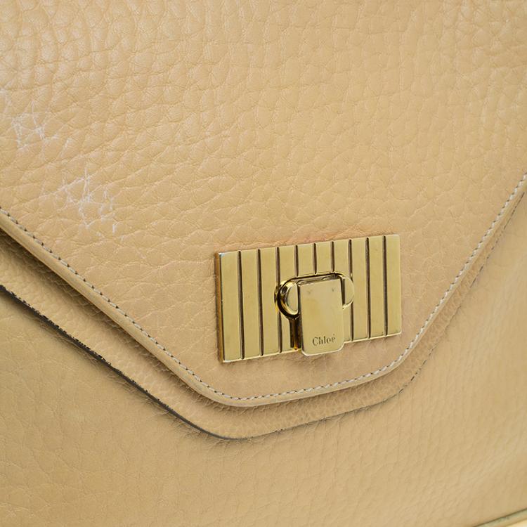 Pre Owned Chloe Camel Leather Medium Sally Crossbody Bag