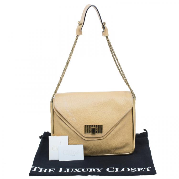 Pre Owned Chloe Camel Leather Medium Sally Crossbody Bag