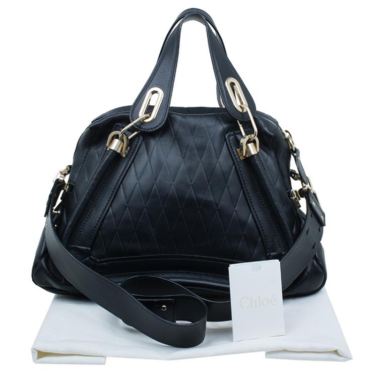 Pre Owned Chloe Black Quilted Leather Medium Paraty Bag