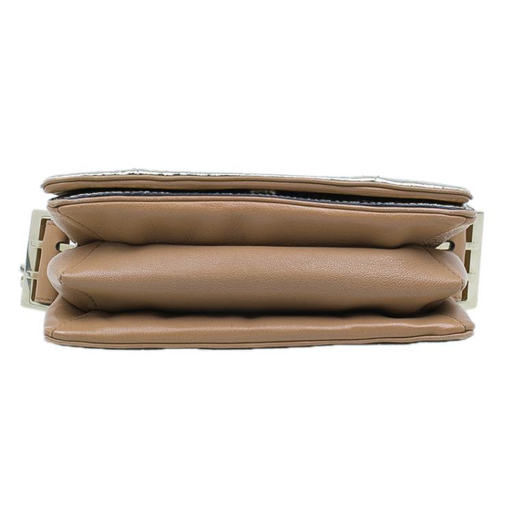 Pre Owned Chloe Gold/Beige Python and Leather Small Jade Shoulder Bag