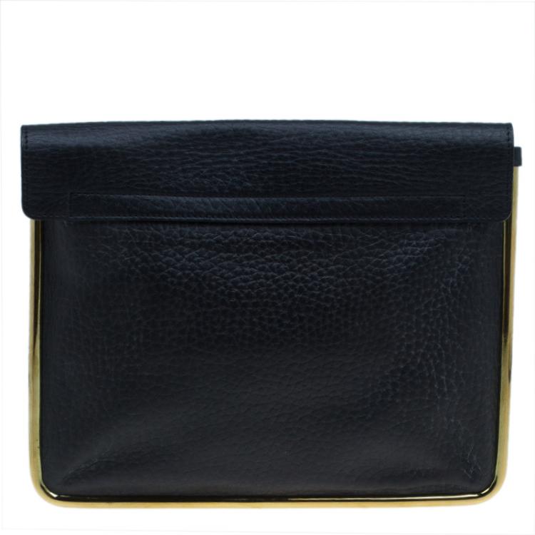 Pre Owned Chloe Black Pebbled Leather Sally Envelope Clutch