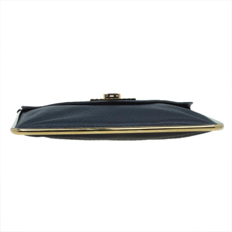 Pre Owned Chloe Black Pebbled Leather Sally Envelope Clutch