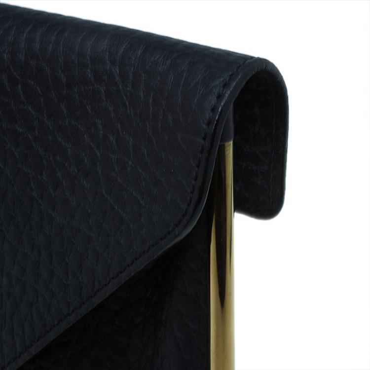 Pre Owned Chloe Black Pebbled Leather Sally Envelope Clutch
