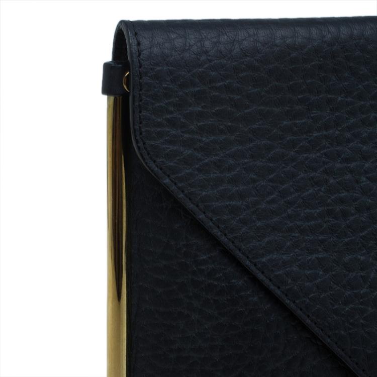 Pre Owned Chloe Black Pebbled Leather Sally Envelope Clutch