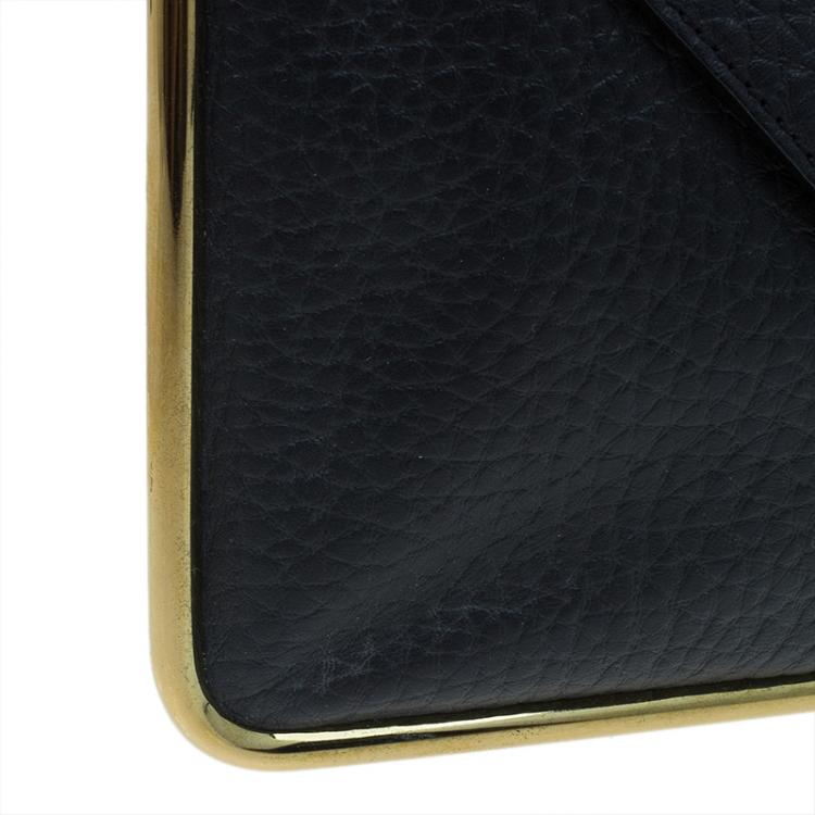 Pre Owned Chloe Black Pebbled Leather Sally Envelope Clutch