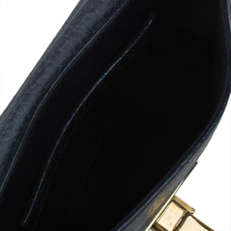 Pre Owned Chloe Black Pebbled Leather Sally Envelope Clutch