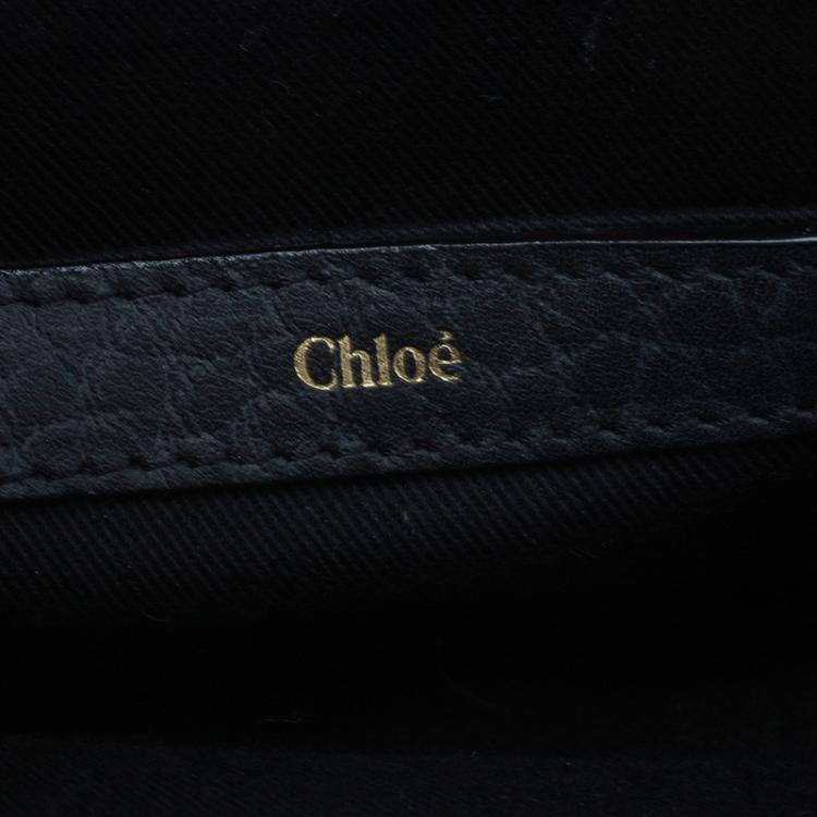 Pre Owned Chloe Black Pebbled Leather Sally Envelope Clutch