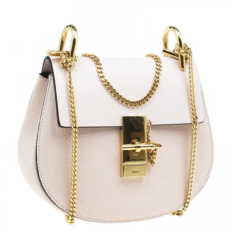 Pre Owned Chloe Light Pink Leather Small Drew Shoulder Bag