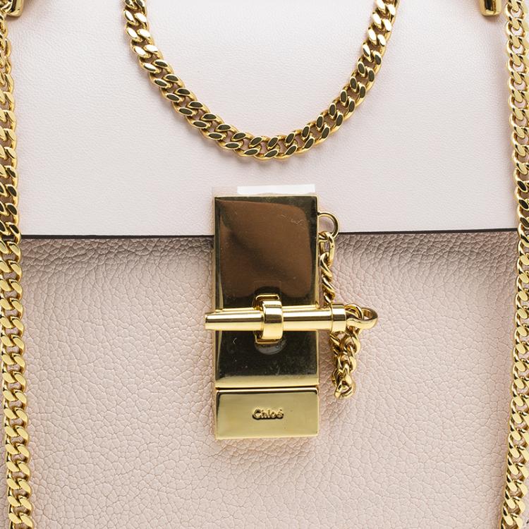 Pre Owned Chloe Light Pink Leather Small Drew Shoulder Bag