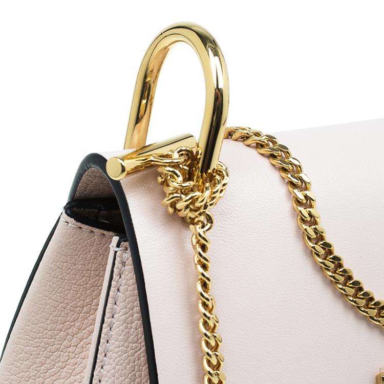 Pre Owned Chloe Light Pink Leather Small Drew Shoulder Bag