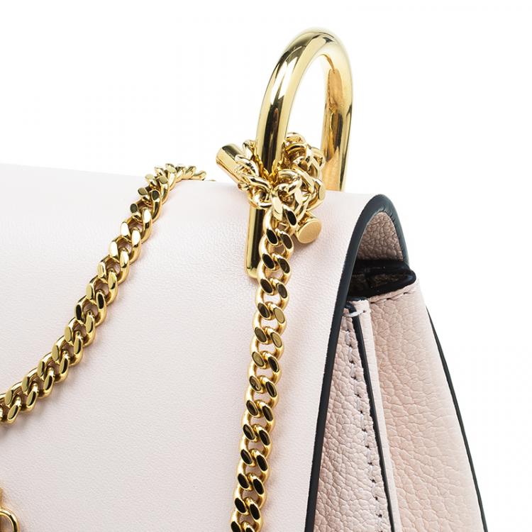 Pre Owned Chloe Light Pink Leather Small Drew Shoulder Bag