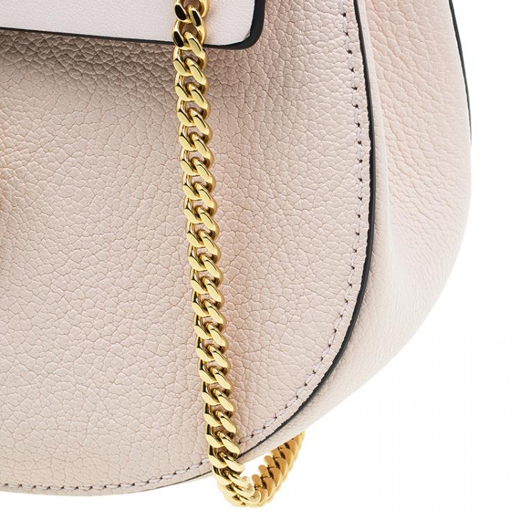 Pre Owned Chloe Light Pink Leather Small Drew Shoulder Bag