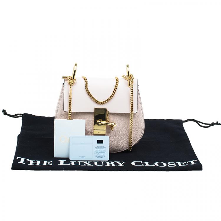 Pre Owned Chloe Light Pink Leather Small Drew Shoulder Bag