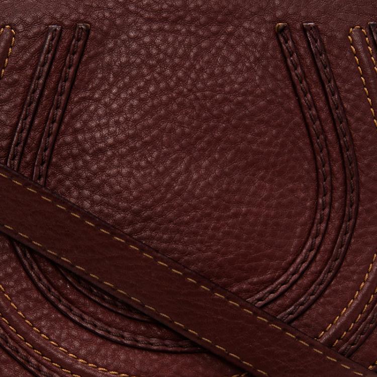 Pre Owned Chloe Burgundy Pebbled Leather Mini Marcie Crossbody Bag