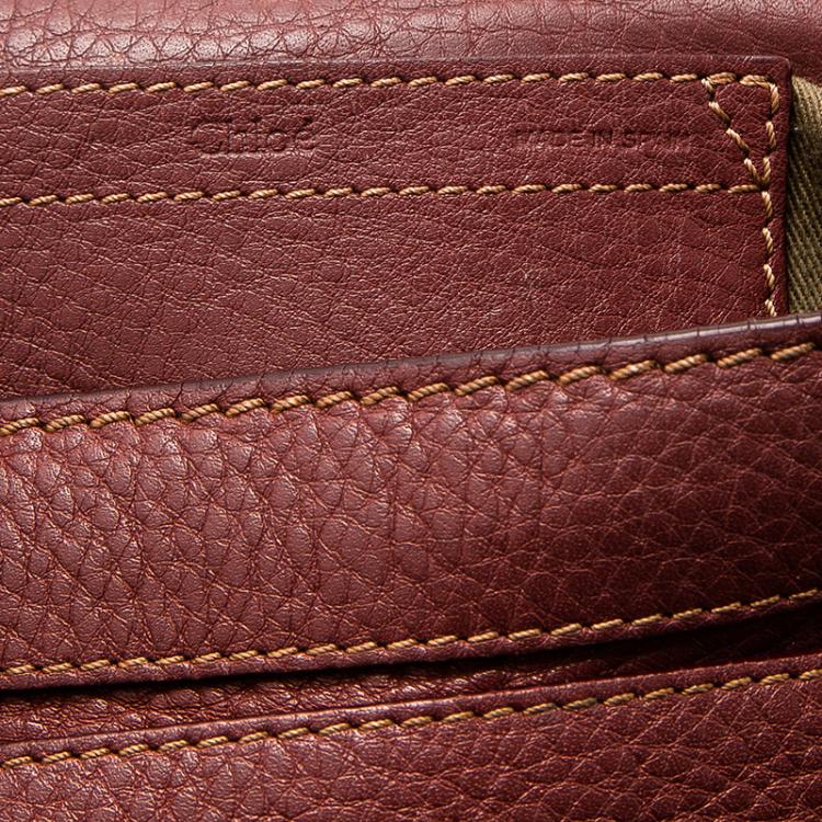 Pre Owned Chloe Burgundy Pebbled Leather Mini Marcie Crossbody Bag