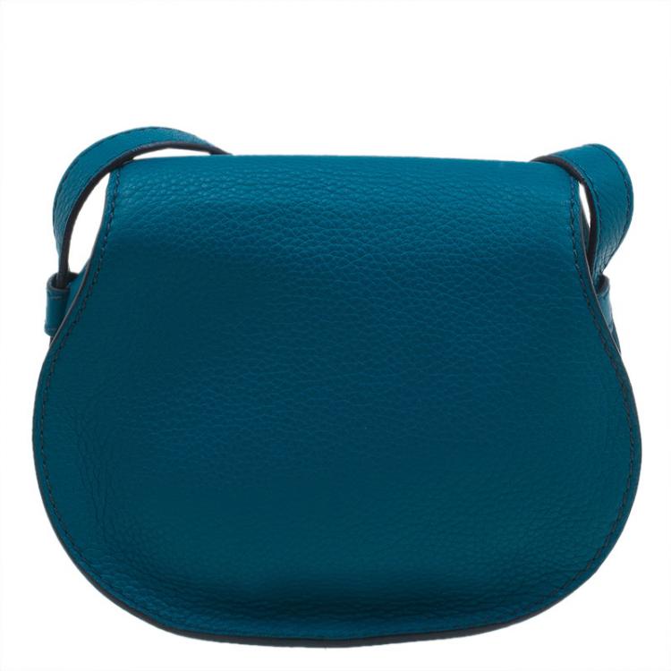 Pre Owned Chloe Blue Leather Mini Marcie Crossbody Bag