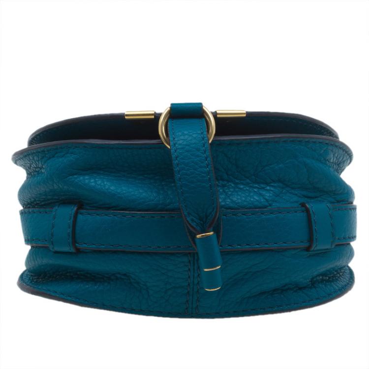Pre Owned Chloe Blue Leather Mini Marcie Crossbody Bag