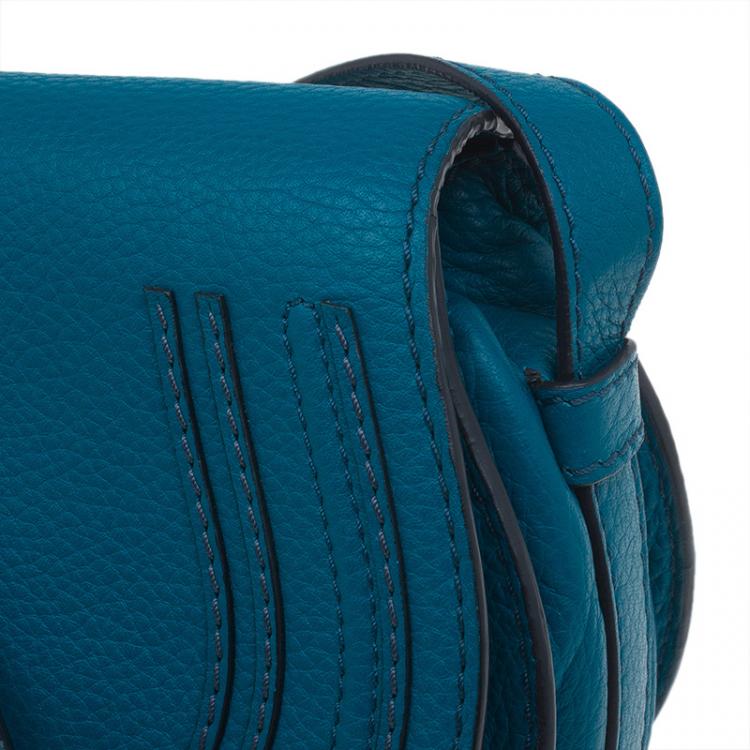 Pre Owned Chloe Blue Leather Mini Marcie Crossbody Bag