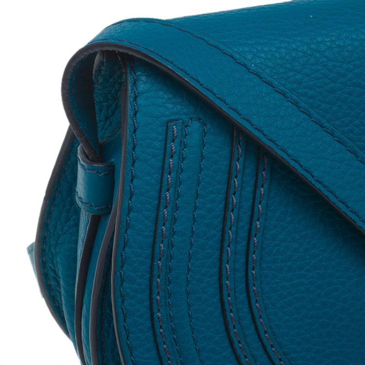 Pre Owned Chloe Blue Leather Mini Marcie Crossbody Bag