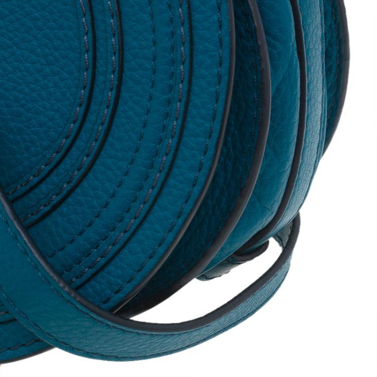 Pre Owned Chloe Blue Leather Mini Marcie Crossbody Bag