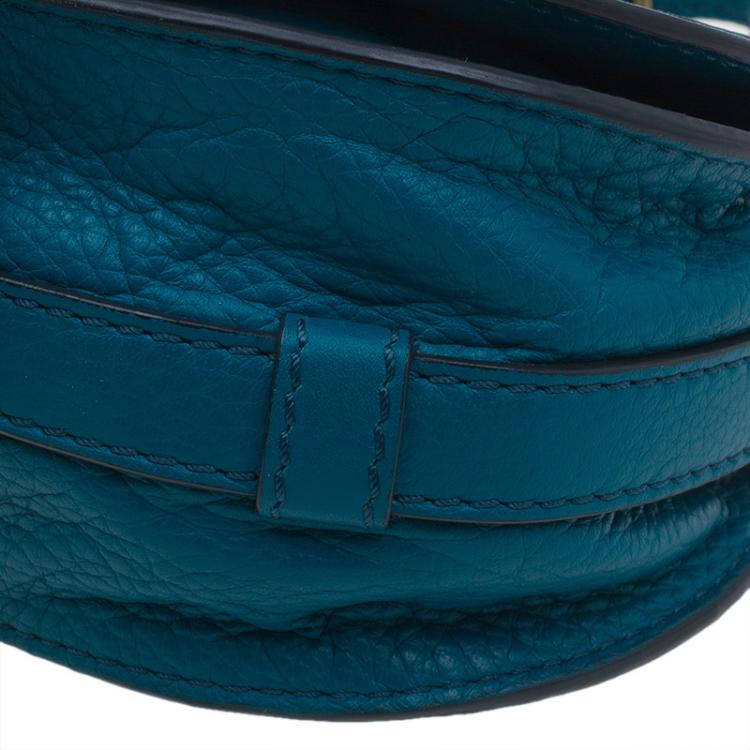 Pre Owned Chloe Blue Leather Mini Marcie Crossbody Bag